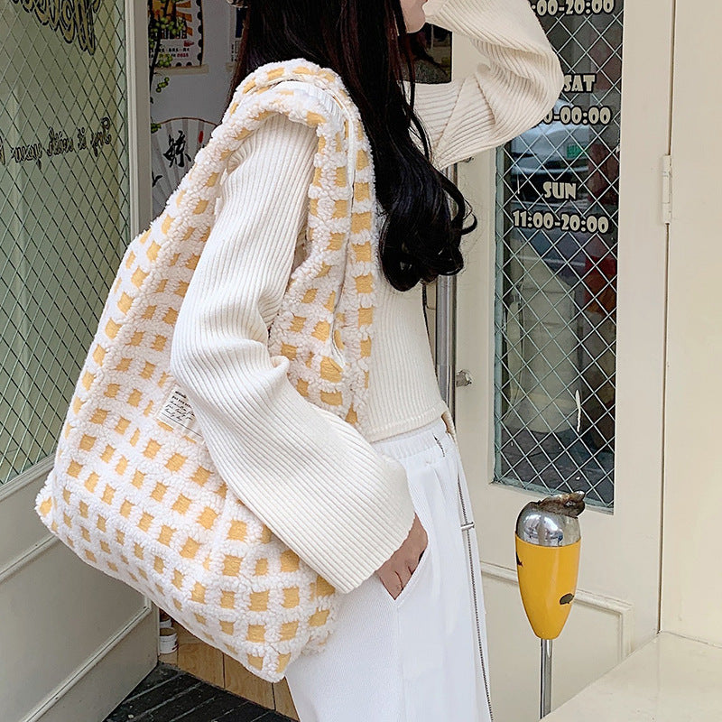 Cozy Aesthetic Checker Tote Bag ✨