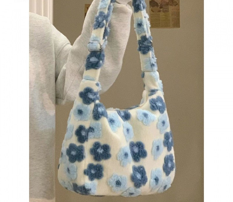 Cozy Floral Fur Tote Bag 🌸