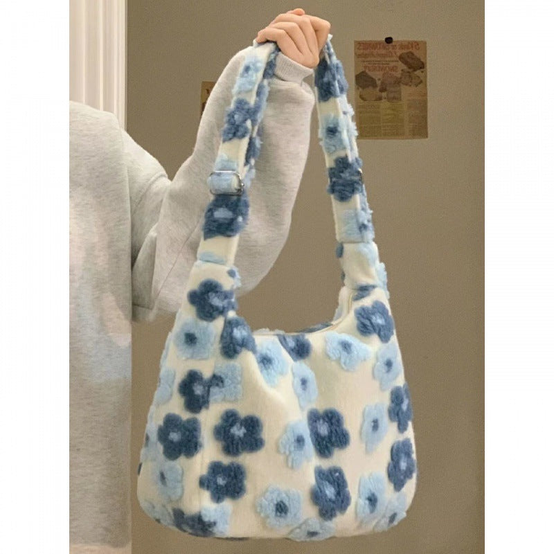 Cozy Floral Fur Tote Bag 🌸